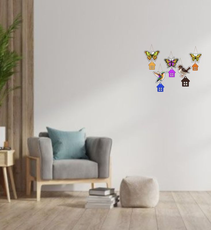 Beautiful Butterfly Sparrow Wooden Wall Hanging for Home Decoration | Festive Decor Art Items | Balcony, Living Room, Bedroom, Office Decorative Door Hanging